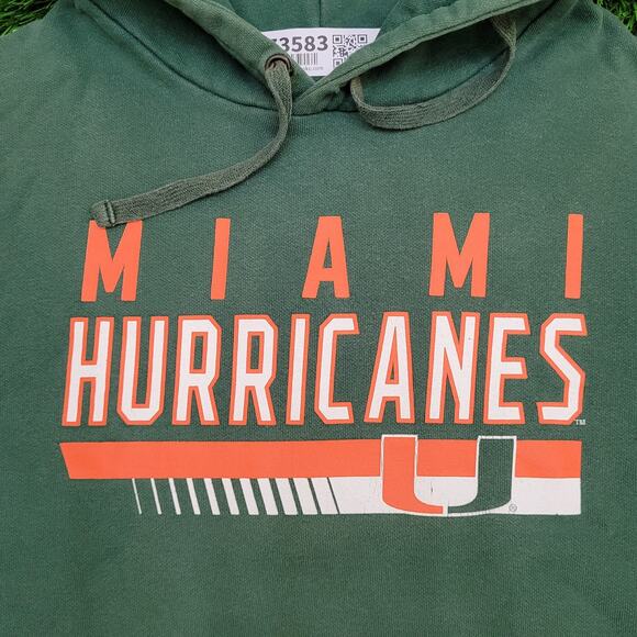 Miami-Hurricanes Hoodie Womens Large 22x24 Faded Green - Picture 3 of 12